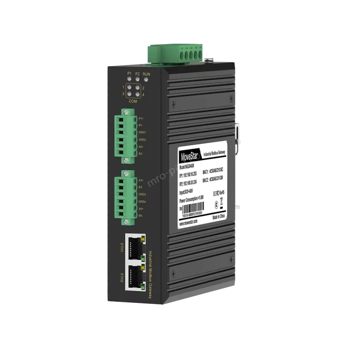 4 Ports RS485 to 2 Ports Ethernet Modbus Industrial Smart Gateway