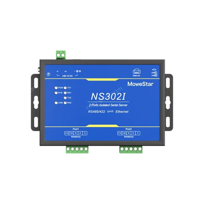 2 Ports RS485/422 Serial to 100M Ethernet Opto-isolated Server