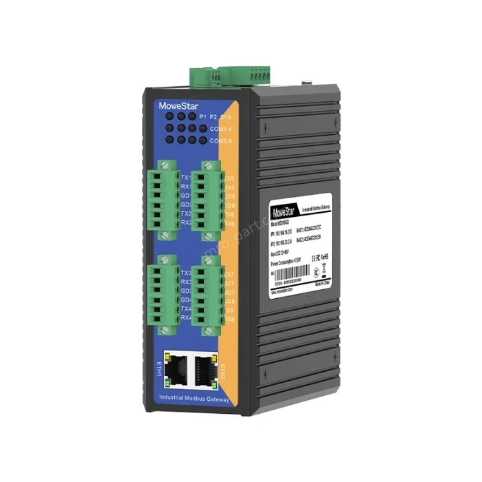 8 Ports RS232 to 2 Ports Ethernet Modbus Industrial Smart Gateway