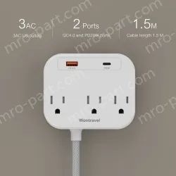 20W PD quick charger 3 AC Outlet Power Strip