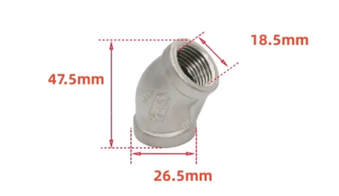 201/4 points 1/2 Stainless steel 45° elbow joint