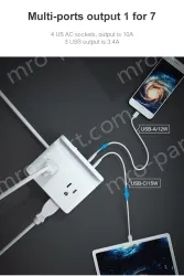 4 AC Outlets Holder Surge Protector Power Strip